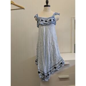 100% Rayon embroidered asymmetrical hem dress size M Ace Fashion bohemian